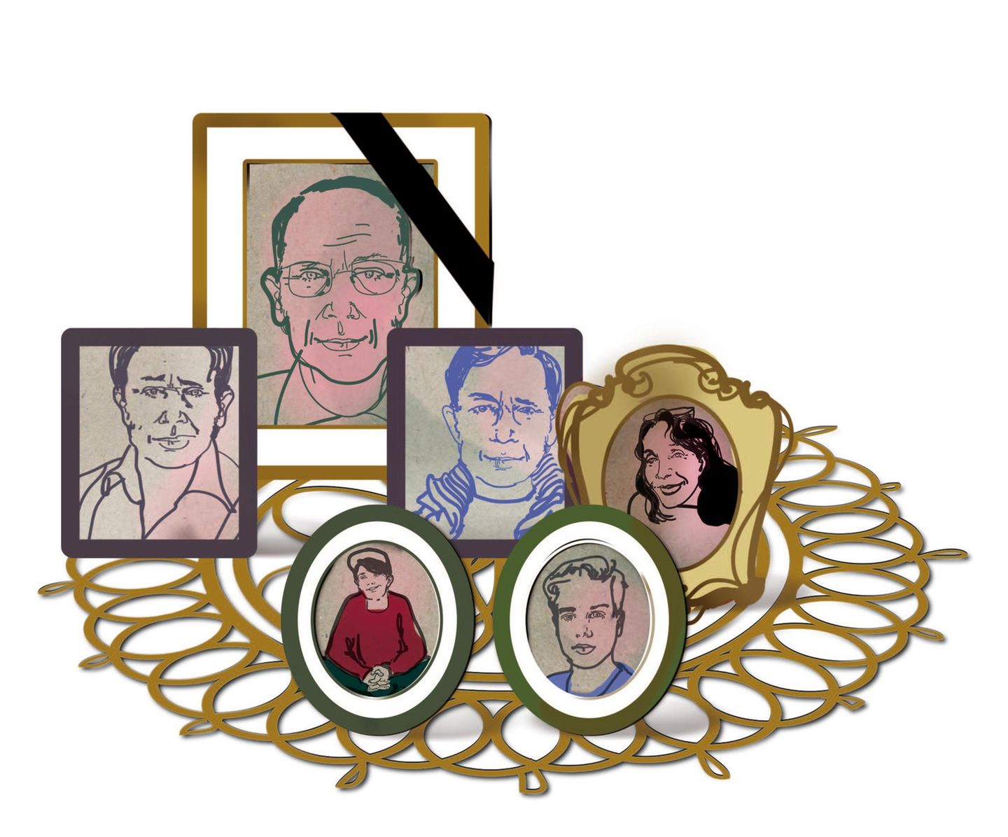 Herzinfarkt: Die Diagnose-Illustration mit Familien-Bildern