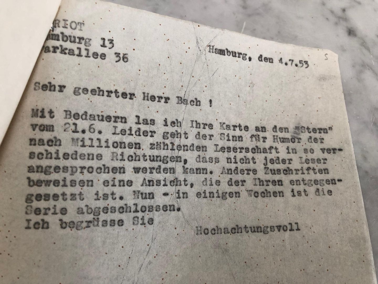 Antwort auf einen Leserbrief