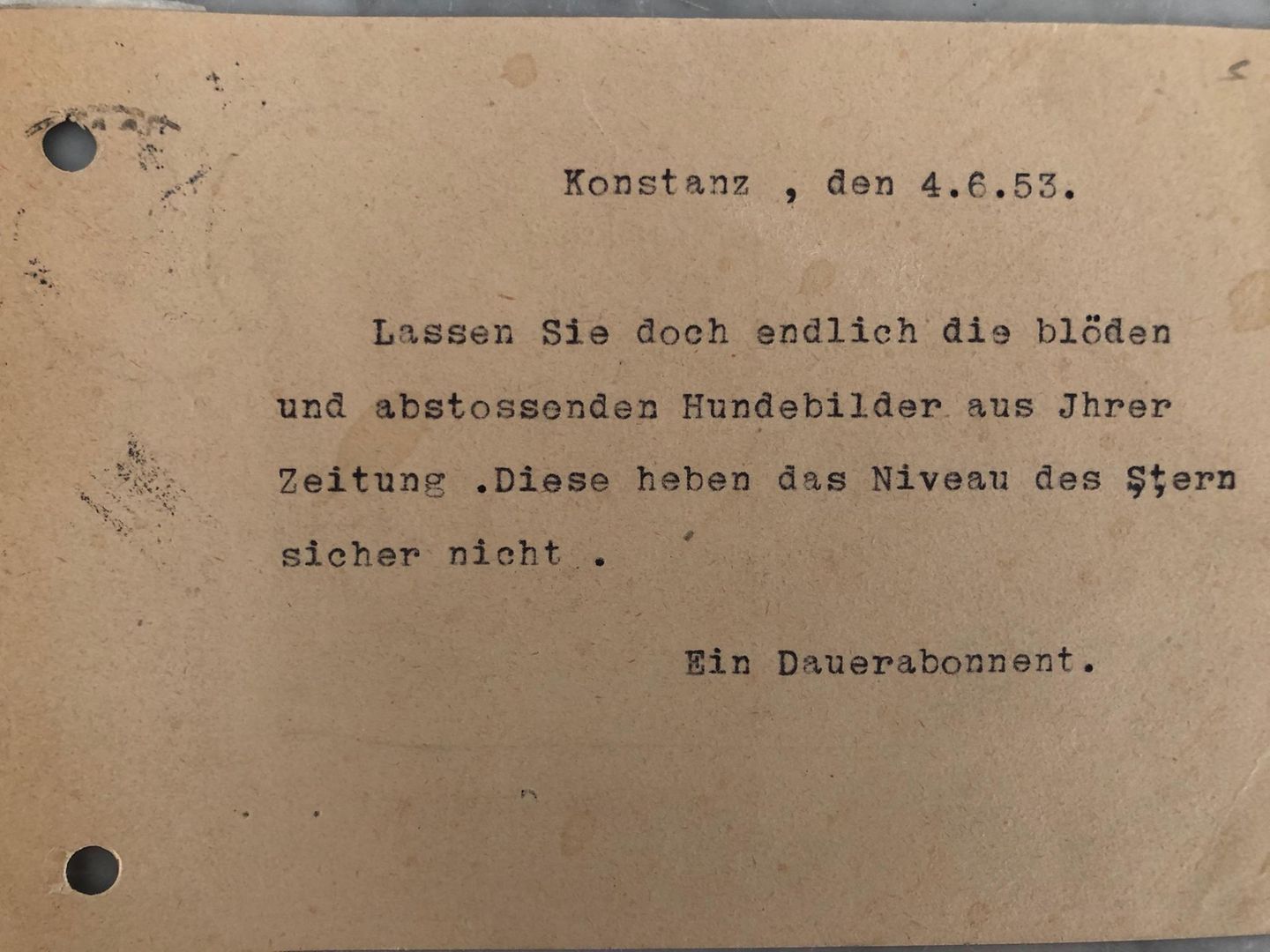 Leserbrief eines Dauerabonnenten