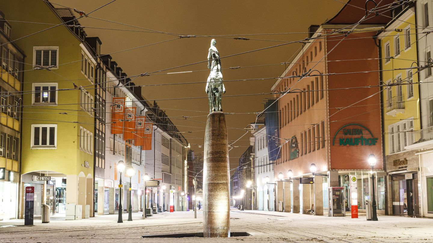 Menschenleere Innenstadt in Freiburg
