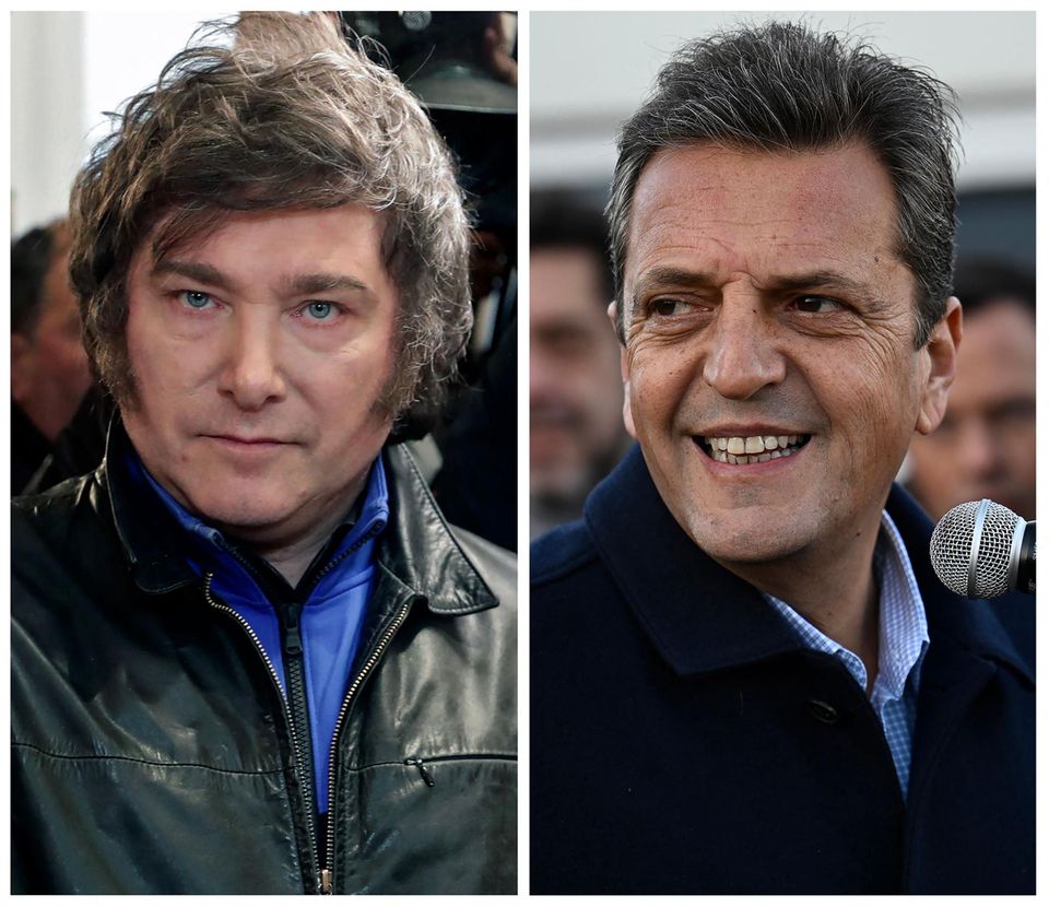 Argentina: el populista de derecha Javier Mili (izquierda) y el ministro de Economía, Sergio Massa