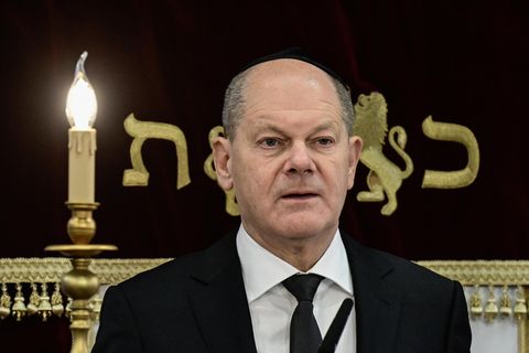 Kanzler Olaf Scholz bei der Gedenkveranstaltung.