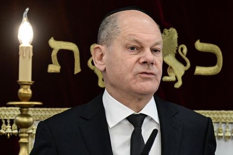 Bundeskanzler Olaf Scholz spricht bei der Gedenkveranstaltung zum 85. Jahrestag der Reichspogromnacht in Berlin