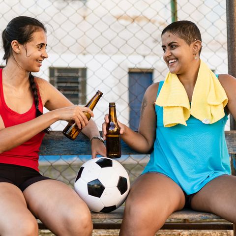 Two women encounter bottles