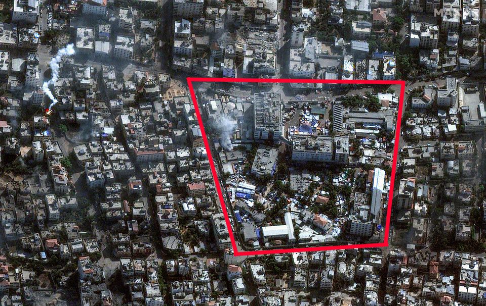Satellite image shows the Shifa Hospital site Satellite image shows the Shifa Hospital site