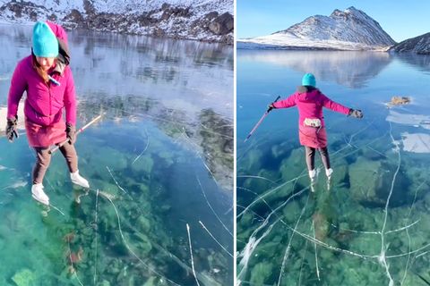 Kristallklare Sicht: Seltenes "Eisfenster" begeistert Outdoor-Sportler