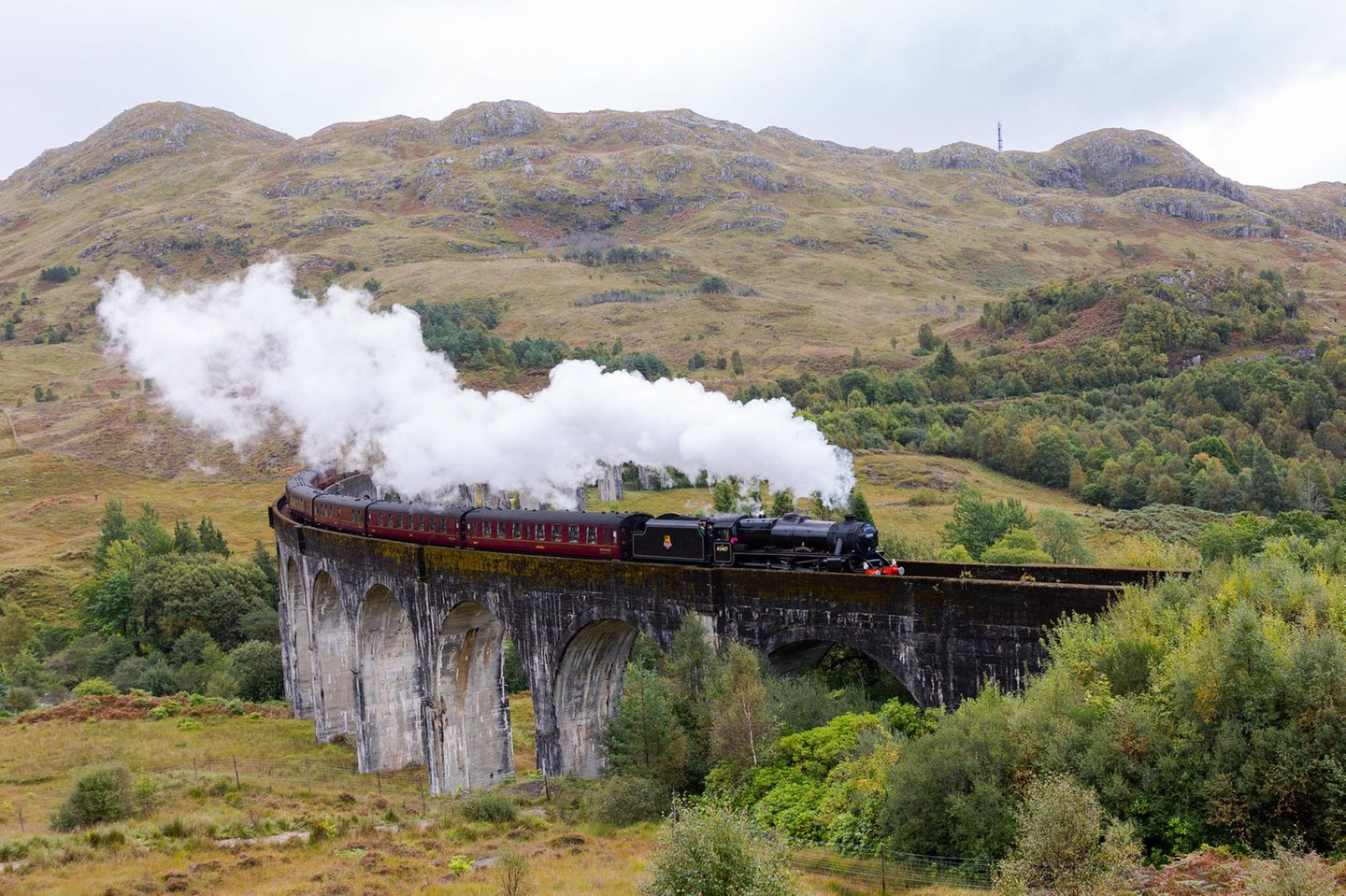 Der Jacobite Steam Train – der Hogwarts Express Vorbeifahrt des Jacobite Steam Train – dein Zug mit großer Dampfwolke