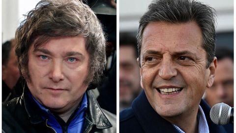 Sie beide wollen Argentiniens nächste Nummer eins werden: Anarchokapitalist Milei (l.) und Wirtschaftsminister Massa (r.)