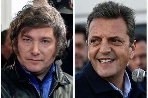 Sie beide wollen Argentiniens nächste Nummer eins werden: Anarchokapitalist Milei (l.) und Wirtschaftsminister Massa (r.)
