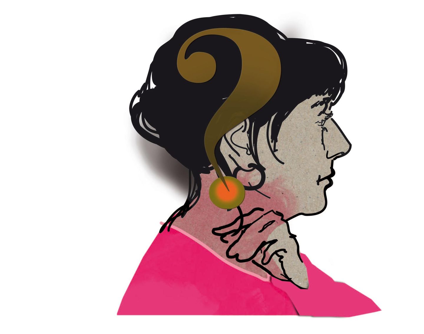 Illustration des Kopfes einer Frau von der Seite Illustration des Kopfes einer Frau von der Seite