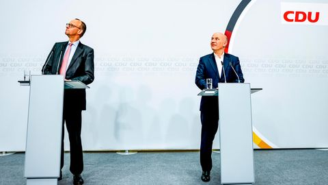 CDU-Chef Merz, Regierender Bürgermeister Wegner: Streitthema Schuldenbremse