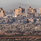 Die zerbombte "Skyline" des Gazastreifens am 22. November von der südisraelischen Grenze aus aufgenommen