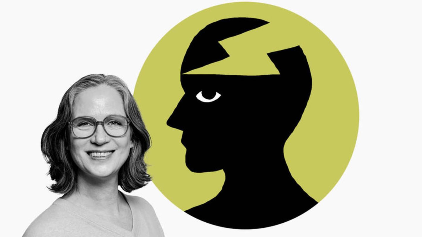 Illustration mit Blitz im Kopf