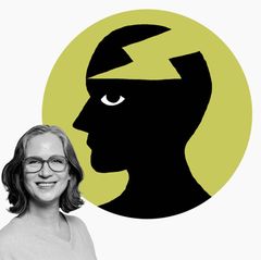 Illustration mit Blitz im Kopf