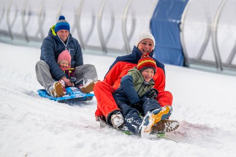 Für eine vergnügliche Schlittenfahrt reichte der Schnee in Oberwiesenthal jedenfalls schon