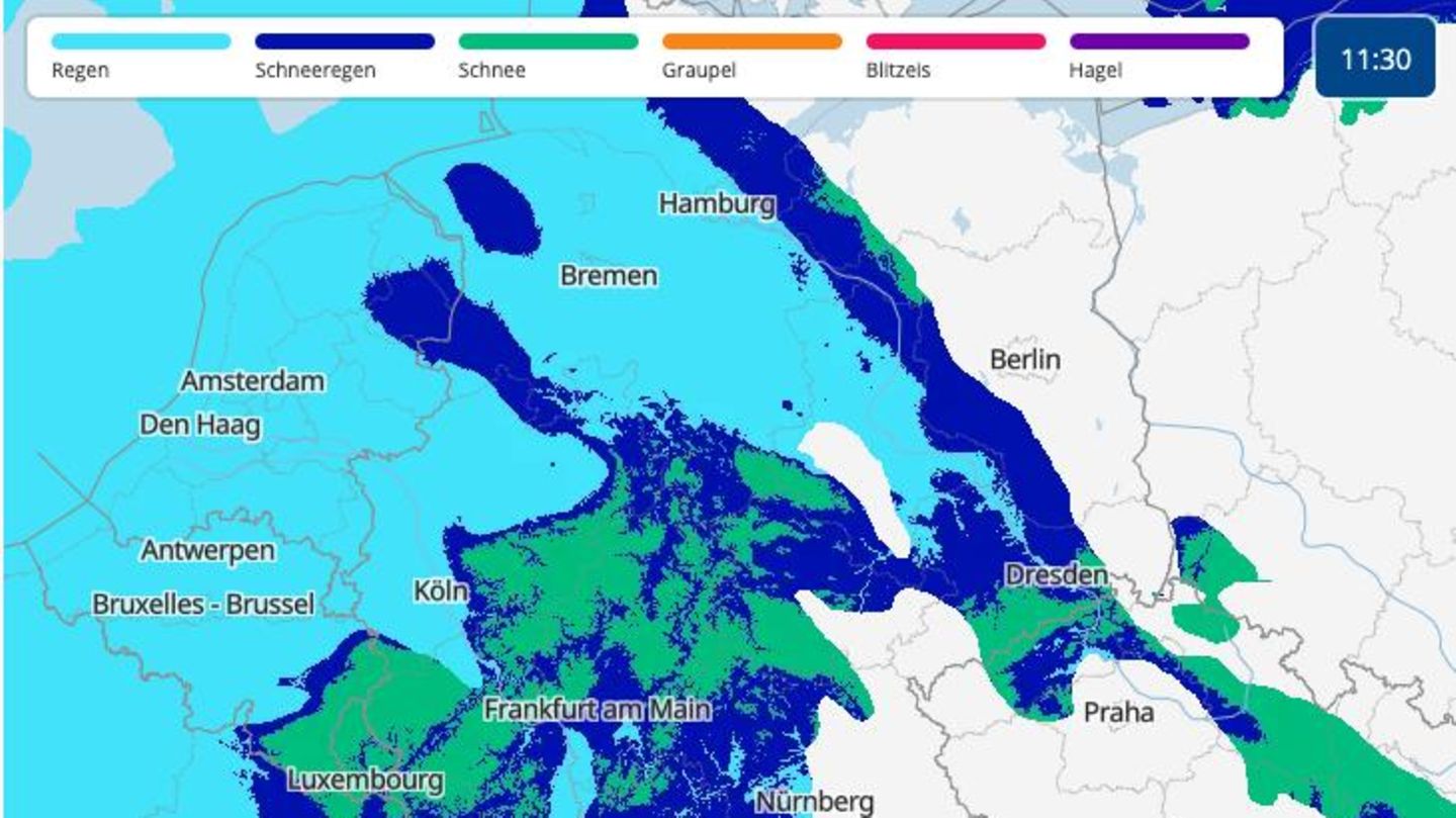 Wetter: Karte mit  Schnee