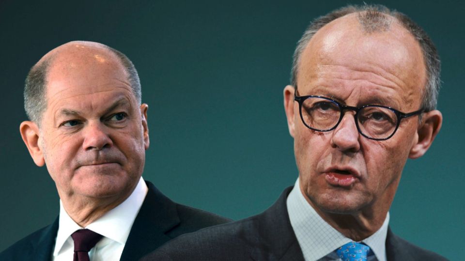 Bundeskanzler Olaf Scholz und Oppositionschef Friedrich Merz