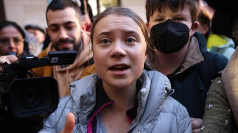 Greta Thunberg auf einer Demo in London