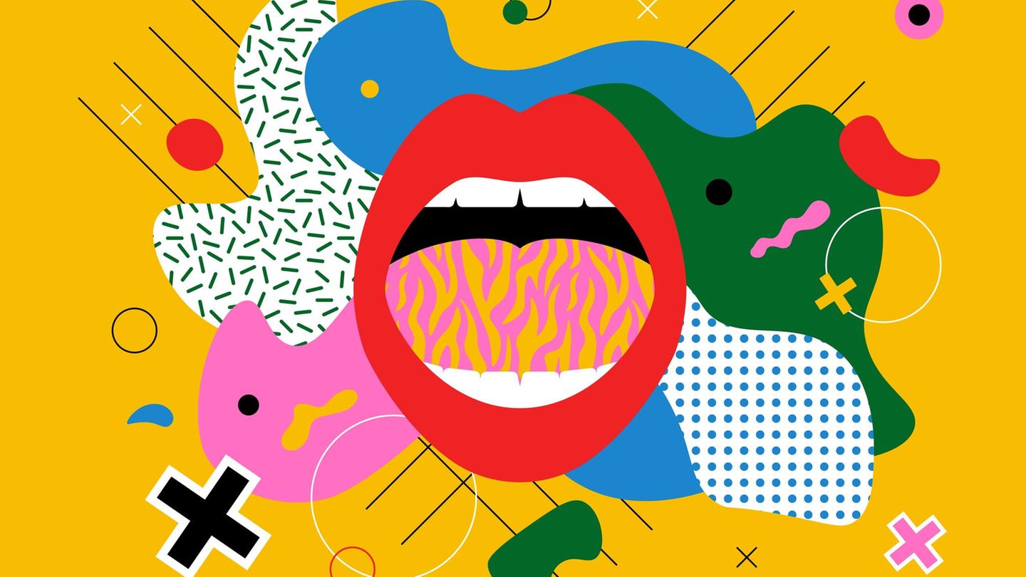 Eine Grafik zeigt einen geöffneten Mund