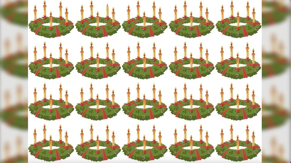 Kniffliges Suchbild: Weihnachtlicher Augentest: Welcher Adventskranz sieht anders aus als die anderen?