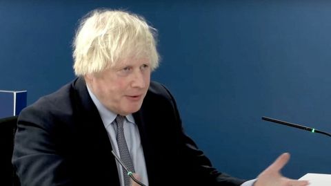 Ex-Premier Boris Johnson gibt Auskunft vor dem britischen Covid-19-Untersuchungsausschuss in London 