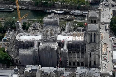 Luftaufnahme der Kathedrale Notre Dame in Paris