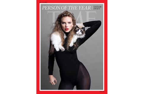 Taylor Swift mit ihrem Kater auf dem Titel des Time Magazines