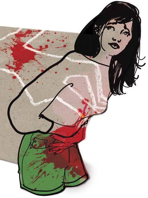 Illustration einer jungen Frau die sich den Bauch hält