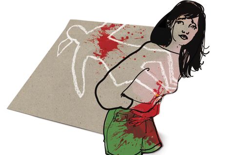 Illustration einer jungen Frau die sich den Bauch hält