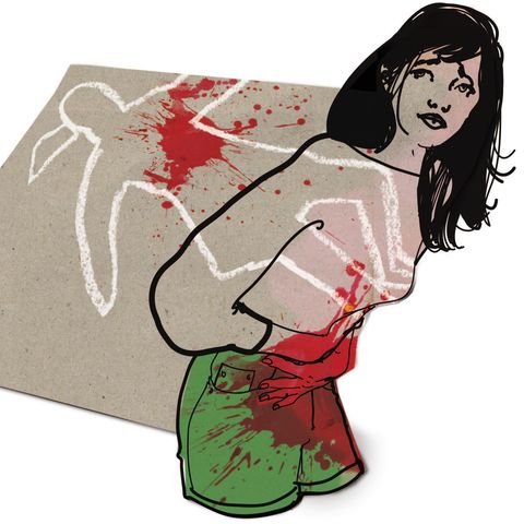 Illustration einer jungen Frau die sich den Bauch hält