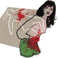 Illustration einer jungen Frau die sich den Bauch hält