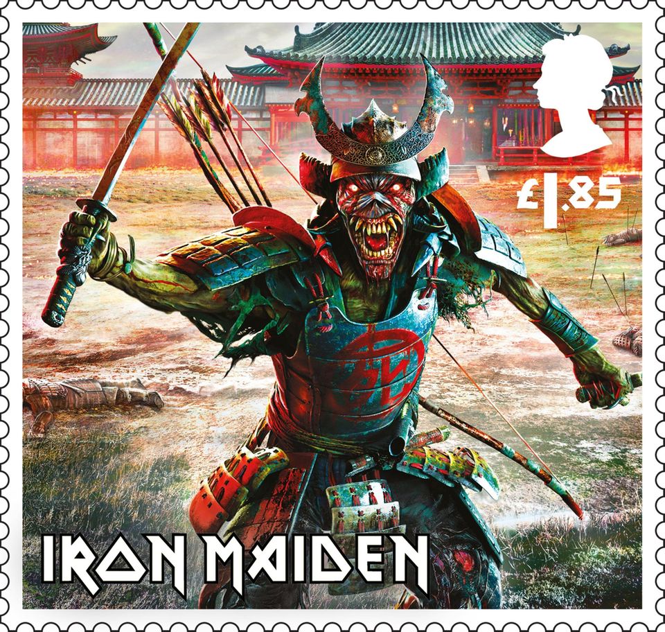 Iron Maiden, Metalband, bekommt von der britischen Post eigene Briefmarken