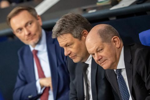 Finanzminister Christian Lindner (FDP), Wirtschaftsminister Robert Habeck (Grüne) und Bundeskanzler Olaf Scholz (SPD)