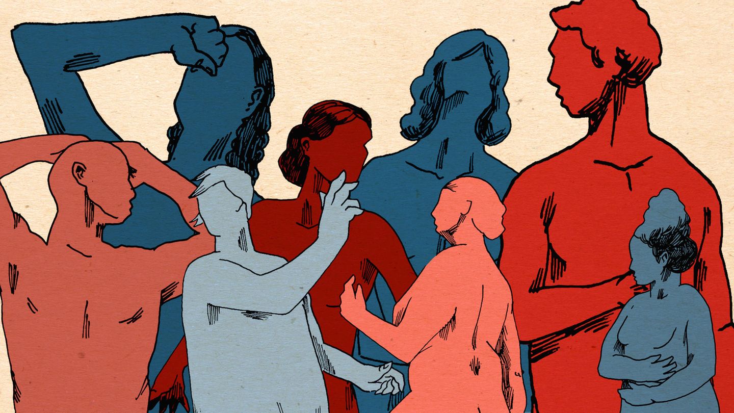 Illustration zeigt eine Variation an Menschen mit unterschiedlichen Geschlechtern, Körpern, Hautfarben und Frisuren