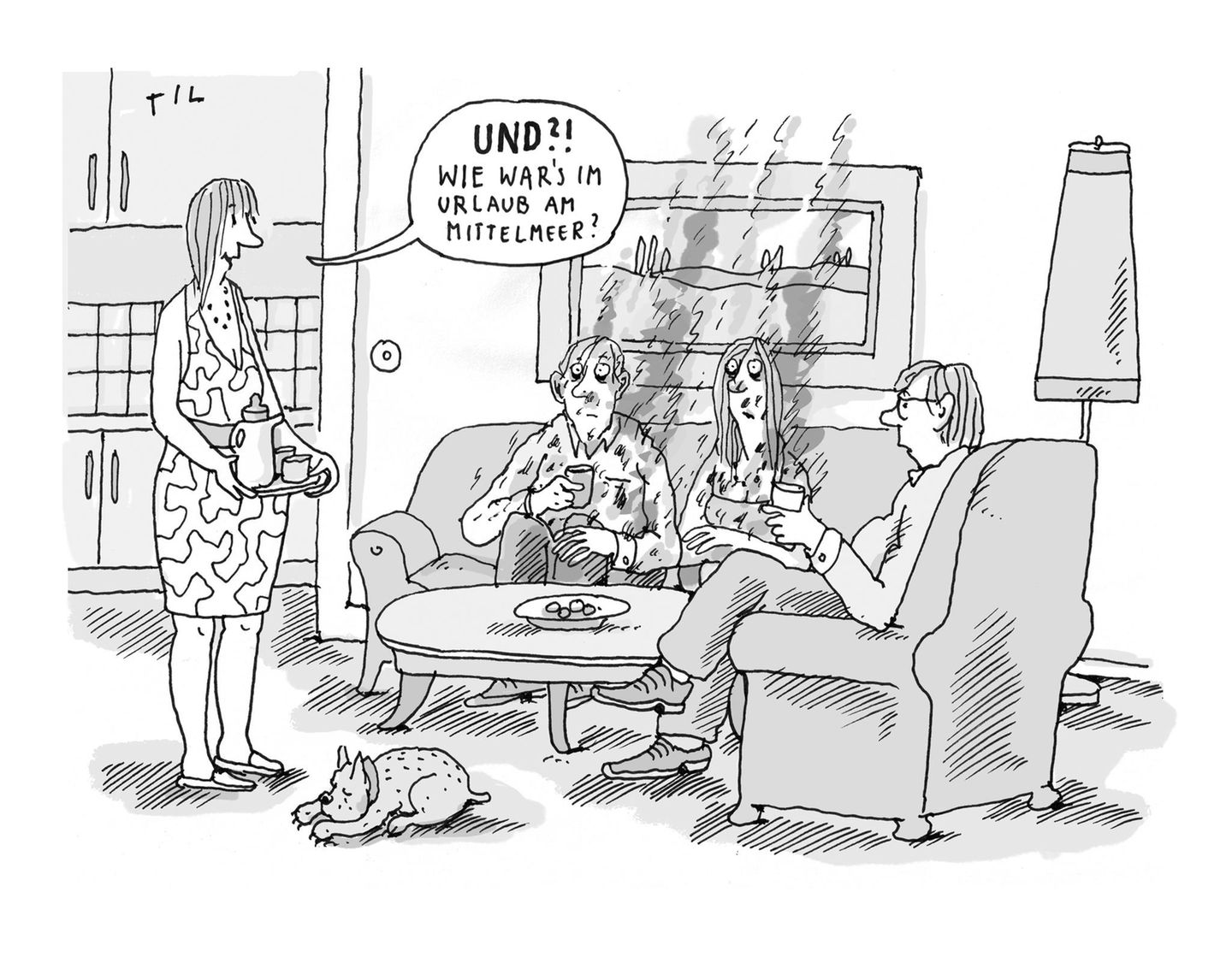 Jahresrückblick: "Welcher Wein passt zu Weltuntergang?": Til Mette lässt 2023 in 25 Cartoons Revue passieren