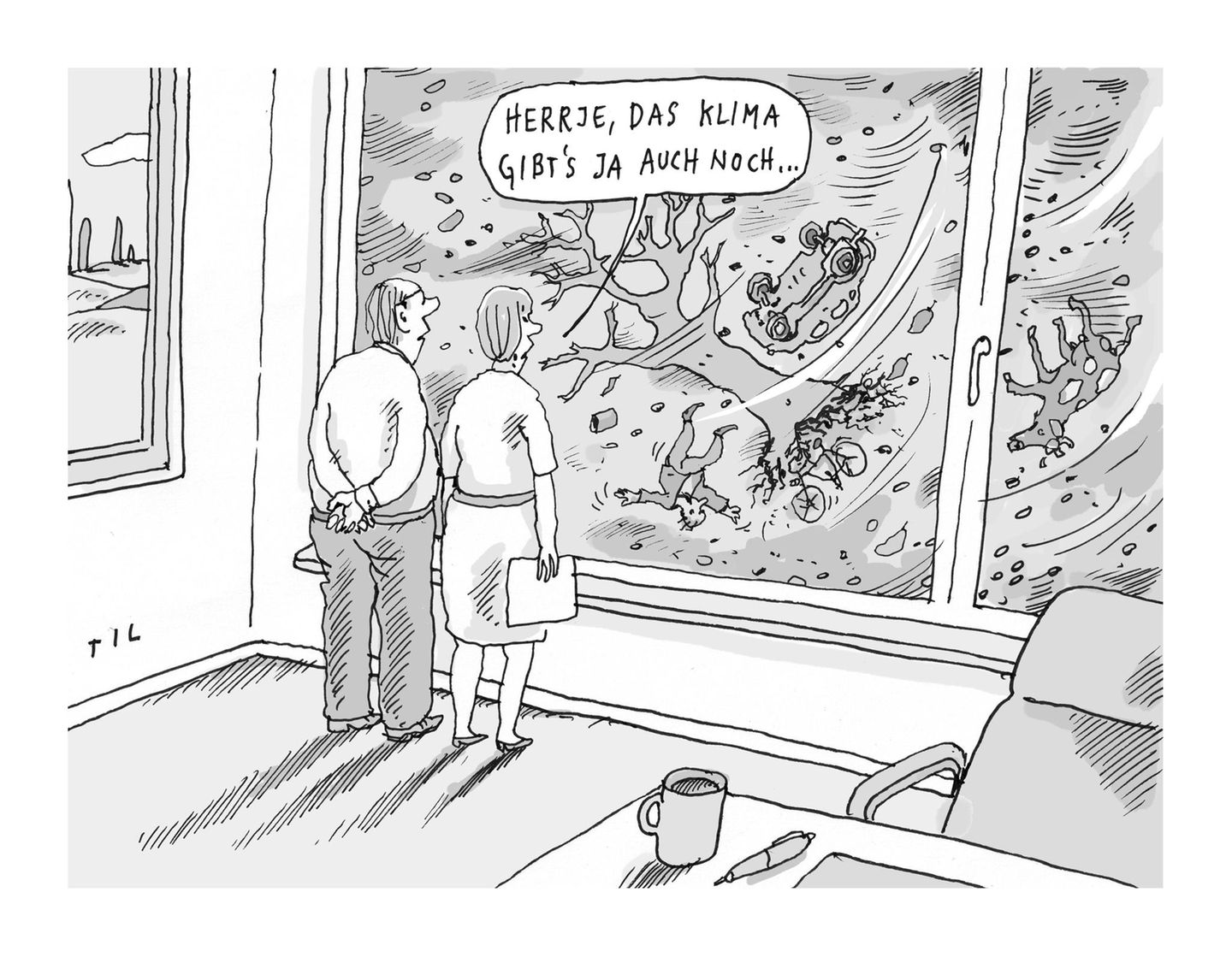 Jahresrückblick: "Welcher Wein passt zu Weltuntergang?": Til Mette lässt 2023 in 25 Cartoons Revue passieren