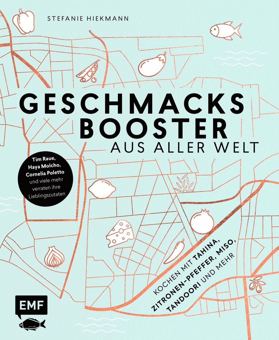Inklusive Rezepte: Mehr Promi-Tipps und Geschmacksbooster finden Sie hier: "Geschmacksbooster aus aller Welt" von Stefanie Hiekmann. Erschienen im EMF-Verlag. 224 Seiten. 27,99 Euro. Mehr Promi-Tipps und Geschmacksbooster finden Sie hier: "Geschmacksbooster aus aller Welt" von Stefanie Hiekmann. Erschienen im EMF-Verlag. 224 Seiten. 27,99 Euro.