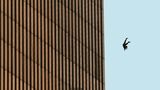 Ein Mensch springt in New York am 11. September 2001 aus einem der beiden Twin Tower