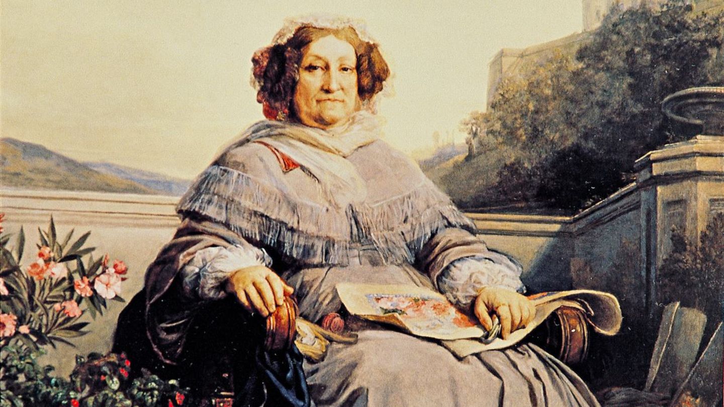 Das letzte Porträt von Barbe-Nicole Clicquot-Ponsardin malte Léon Cogniet in den 1860er-Jahren. Zu ihren Füßen ruht ihre ...