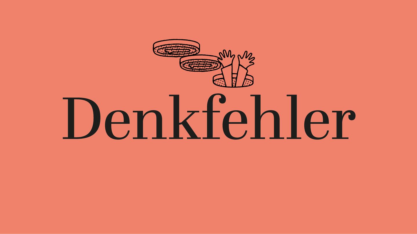 Eine Illustration mit dem Wort "Denkfehler"