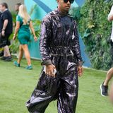 Lewis Hamilton im blauen Glitzer-Overall beim Miami Grand Prix