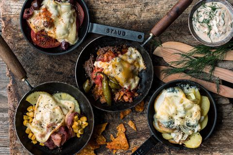 Vier Raclette-Pfännchen