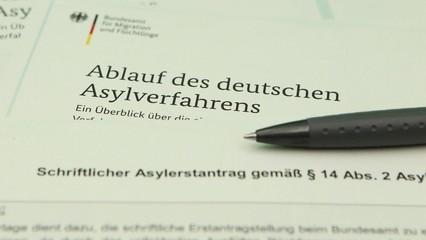 Zettel mit Ablauf des deutschen Asylverfahrens