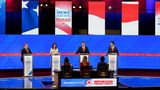 Die Republikaner Chris Christie, Nikki Haley, Ron DeSantis und Vivek Ramaswamy bei einer TV-Debatte