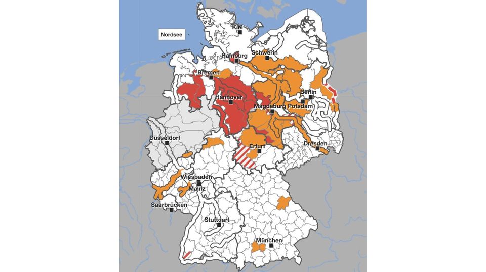 Aktuelle Hochwasserwarnungen, nach Bundesland und Flussgebiet