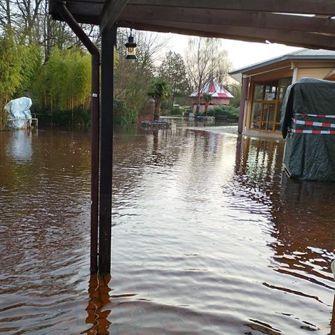 Hochwasser im Serengeti-Park Hodenhagen, der Park ist überflutet