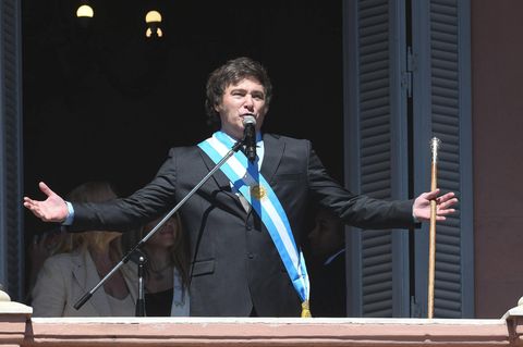 Argentiniens Präsident Javier Milei bei einer Ansprache