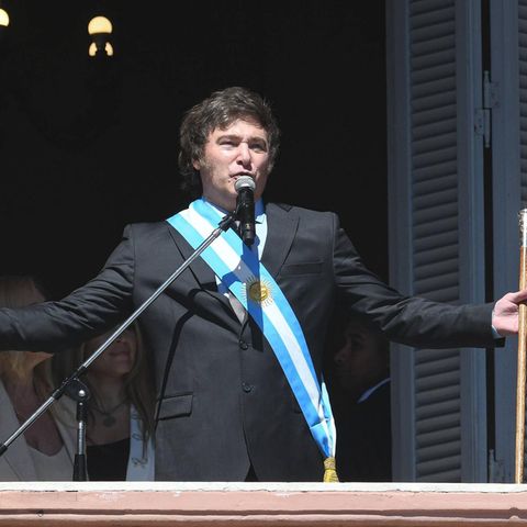 Argentiniens Präsident Javier Milei bei einer Ansprache