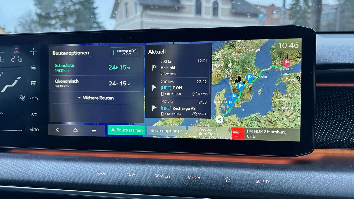 Kia EV9_Infotainment Routenplanung Kia EV9_Infotainment Routenplanung