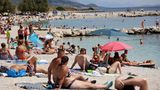 Überfüllter Strand in Split